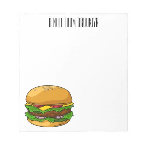 Hamburger cartoon illustration notepad