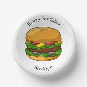 Hamburger cartoon illustration paper bowls