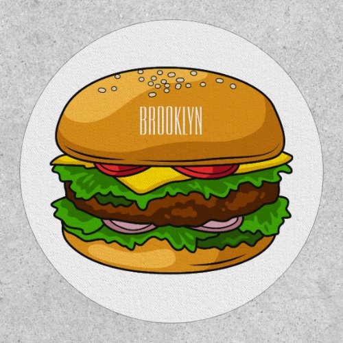 Hamburger cartoon illustration  patch
