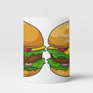 Hamburger cartoon illustration pillar candle
