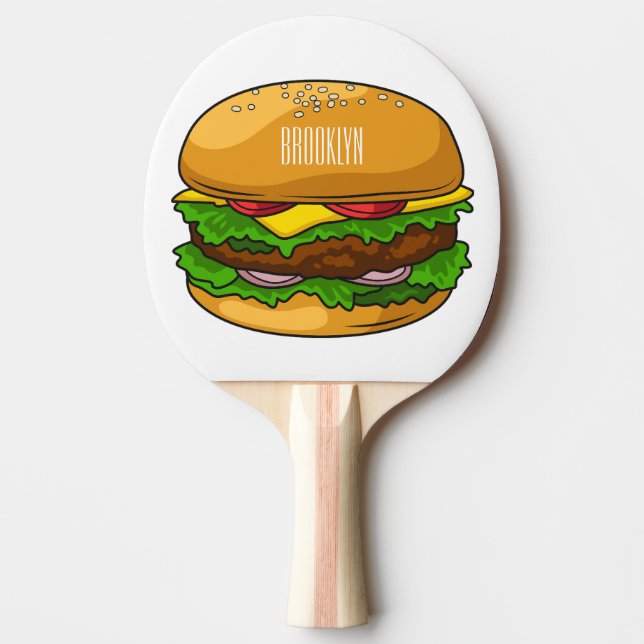 Hamburger cartoon illustration ping pong paddle (Front)