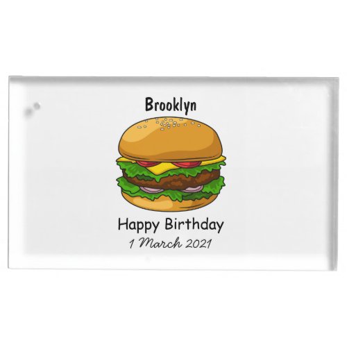 Hamburger cartoon illustration  place card holder