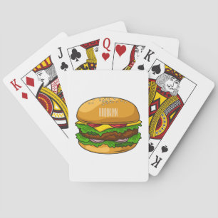 Hamburger cartoon illustration poker cards