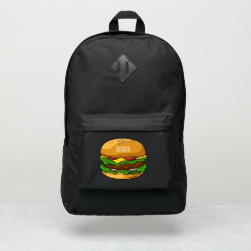Hamburger cartoon illustration port authority backpack