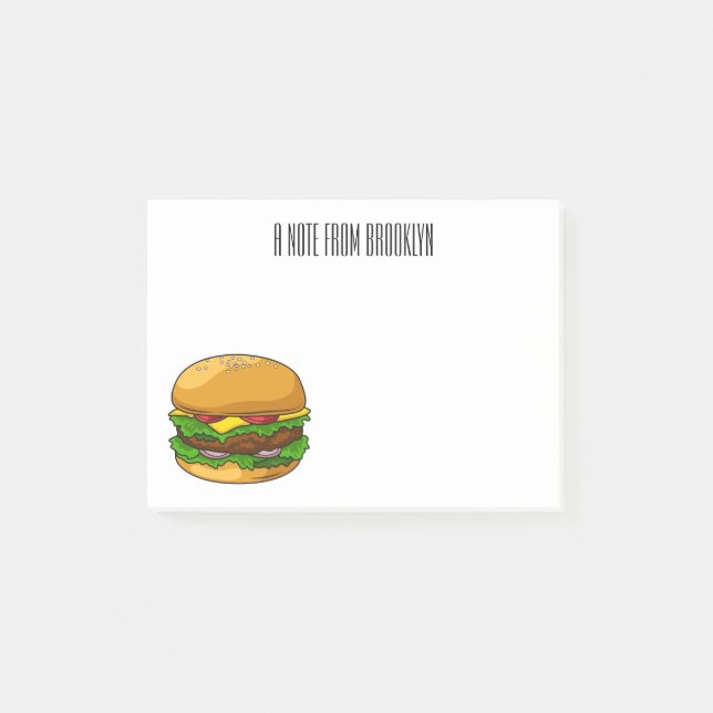 Hamburger cartoon illustration post-it notes (Front)