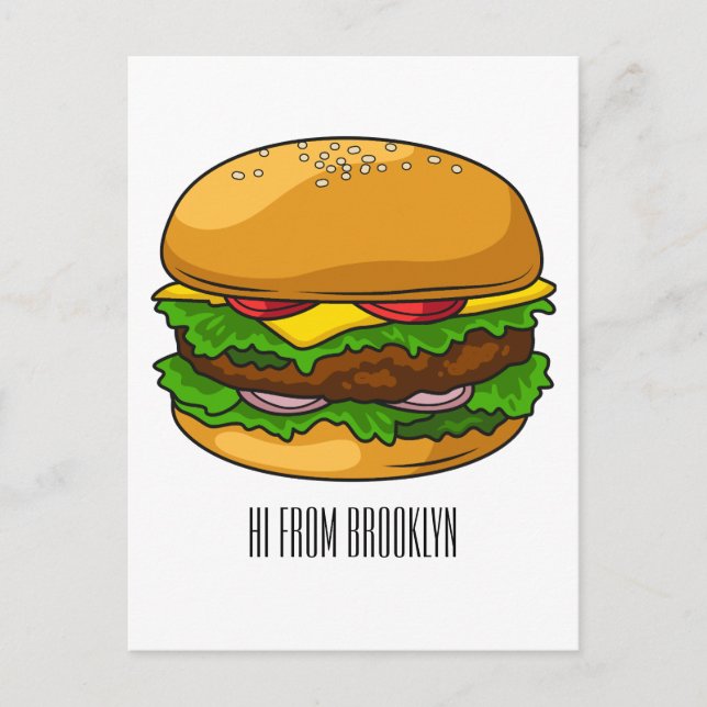 Hamburger cartoon illustration  postcard (Front)