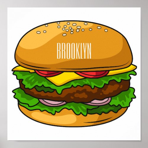 Hamburger cartoon illustration poster