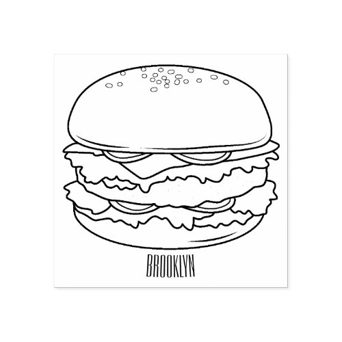 Hamburger cartoon illustration rubber stamp