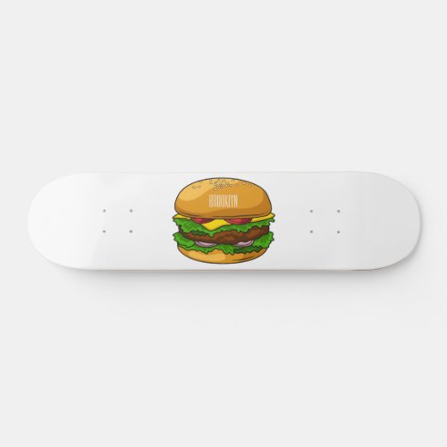 Hamburger cartoon illustration skateboard