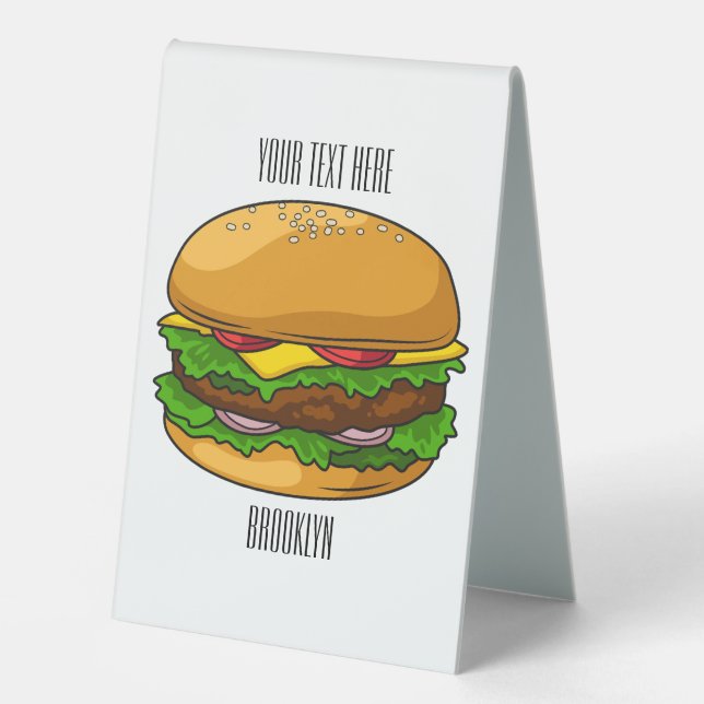 Hamburger cartoon illustration  table tent (Front)