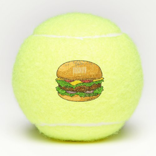 Hamburger cartoon illustration  tennis balls
