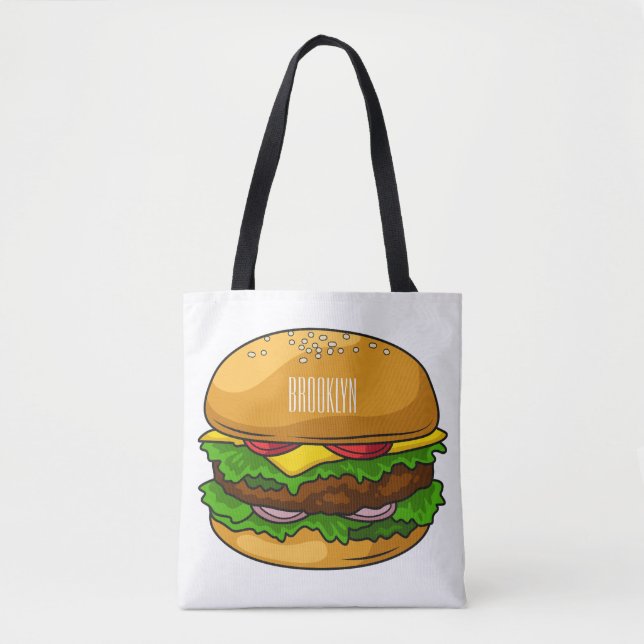 Hamburger cartoon illustration  tote bag (Front)
