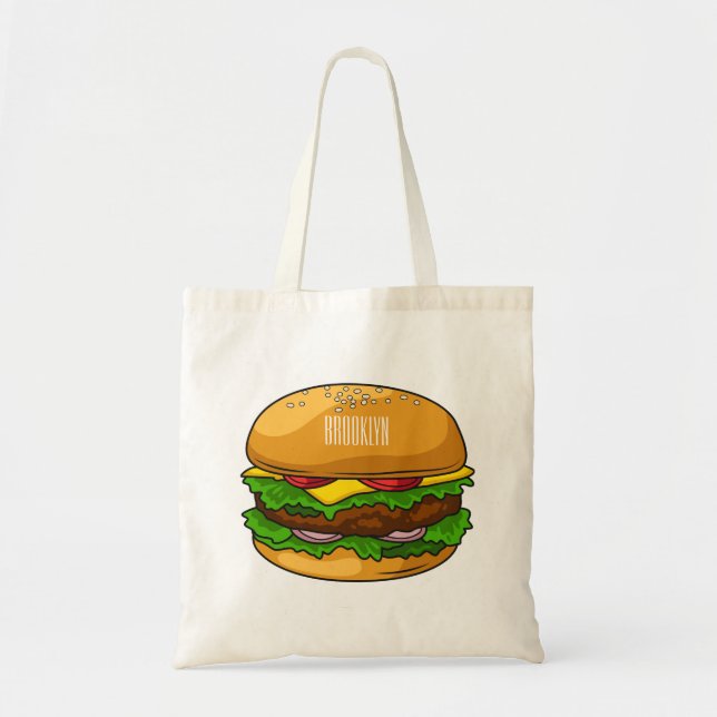 Hamburger cartoon illustration  tote bag (Front)