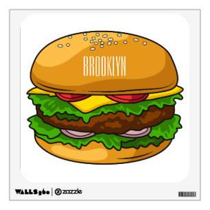 Hamburger cartoon illustration wall decal