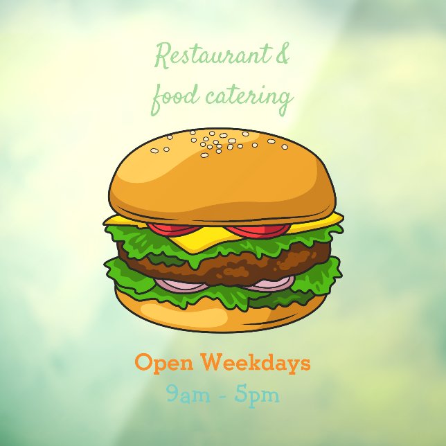 Hamburger cartoon illustration window cling (Sheet 3)