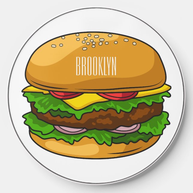 Hamburger cartoon illustration  wireless charger  (Front)