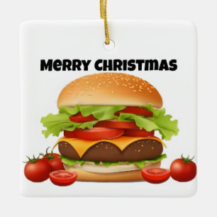 Hamburger Ceramic Ornament