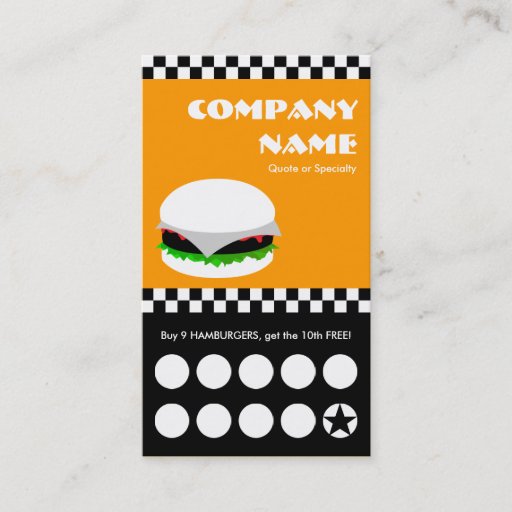 Customizable hamburger checkers punchcard business card templates