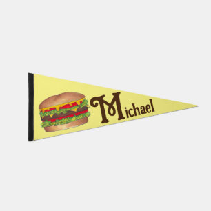 Hamburger Cheese Burger Cheeseburger Fast Food Pennant Flag