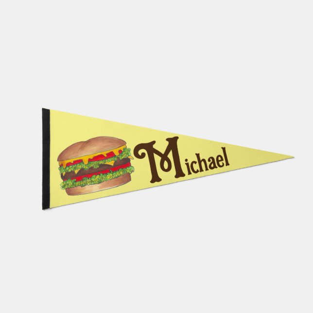 Hamburger Cheese Burger Cheeseburger Fast Food Pennant Flag (Front)
