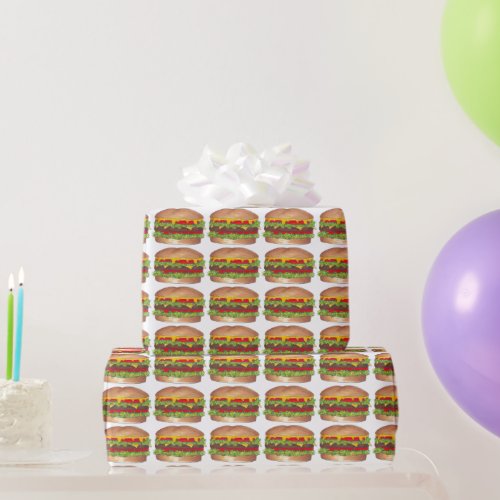 Hamburger Cheese Burger Cheeseburger Fast Food Wrapping Paper