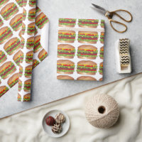 GRAPHICS & MORE Hamburger Cheeseburger Pattern with Fries and Bacon Gift  Wrap Wrapping Paper Rolls