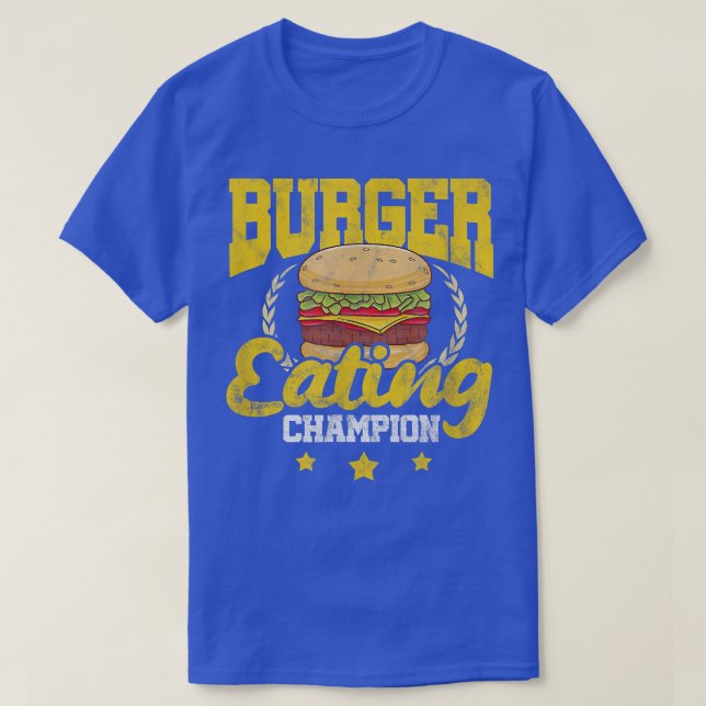 Hamburger Cheese Burger Eating Champion Distressed T-Shirt (Design Front)
