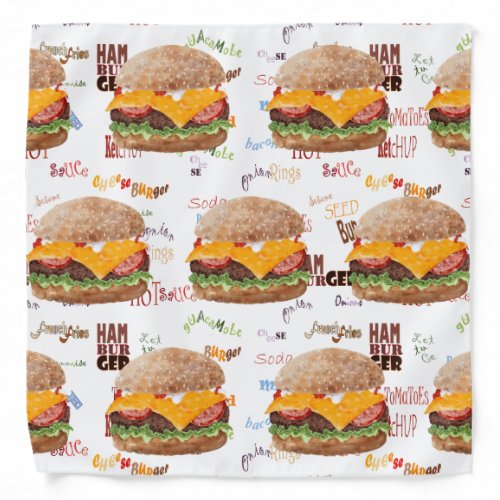 Hamburger Cheese Fast Food BBQ Diner Bandana