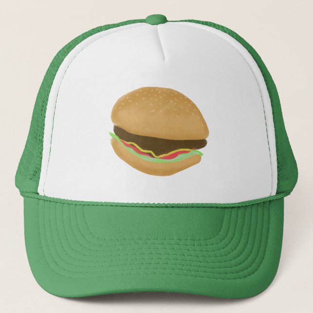 Hamburger Cheeseburger Burger Art Trucker Hat (Front)