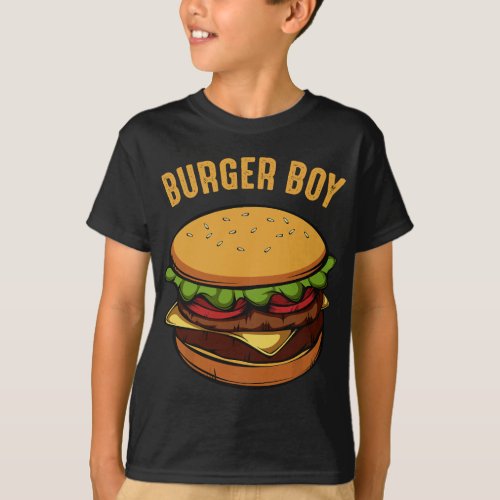 Hamburger Cheeseburger Burger Boy Funny Fast Food  T_Shirt