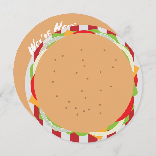 Hamburger cheeseburger cute cafe invitation (Front/Back)