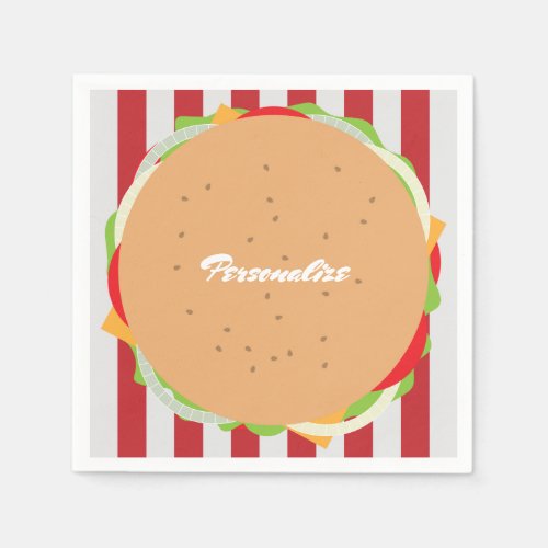 Hamburger cheeseburger cute cafe napkins