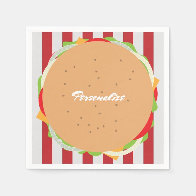 Hamburger cheeseburger cute cafe napkins (Front)