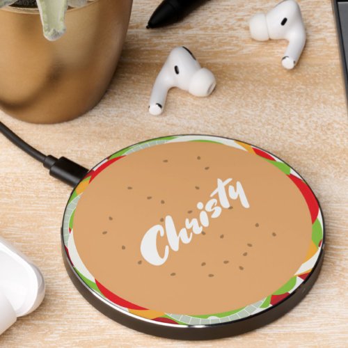 Hamburger cheeseburger cute cafe wireless charger 