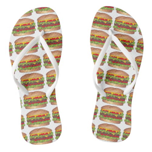 Hamburger Cheeseburger Fast Food Burger Foodie Flip Flops