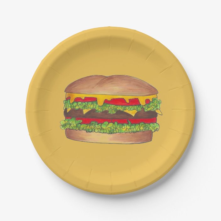 Hamburger Cheeseburger Fast Food Cheese Burger Paper Plate | Zazzle.com