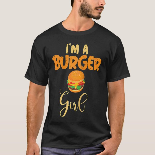 Hamburger cheeseburger fast food food bun burger R T-Shirt (Front)