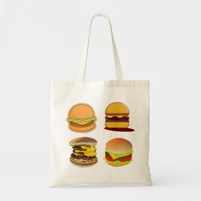 hamburger, cheeseburger, food tote bag (Front)