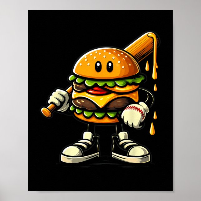 Hamburger Cheeseburger Playing Sell Sports Player  Poster (Front)