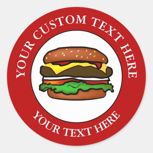 Hamburger Custom Text Logo Icon Classic Round Sticker