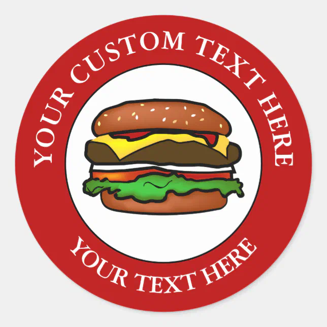 Hamburger Custom Text Logo Icon Classic Round Sticker | Zazzle
