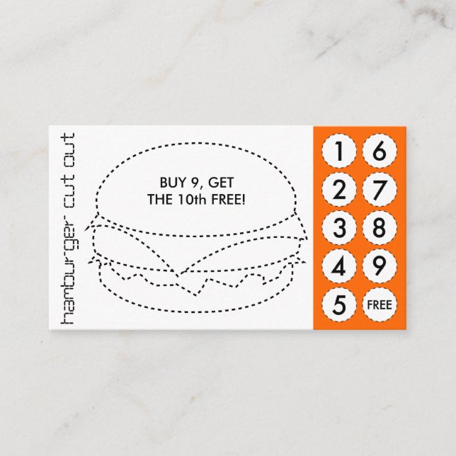 hamburger cut out punch cards (Front)