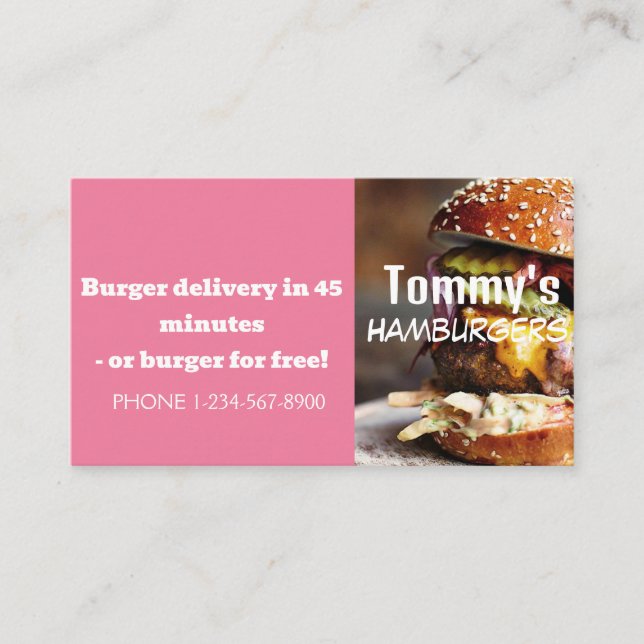 Hamburger Delivery Discount Sale Offer Business Card (Front)