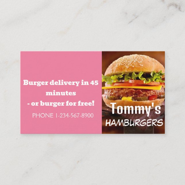 Hamburger Delivery Discount Sale Offer Business Card (Front)