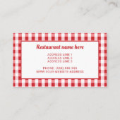 Hamburger Design Fast Food Diner Or Restaurant Business Card (Back)