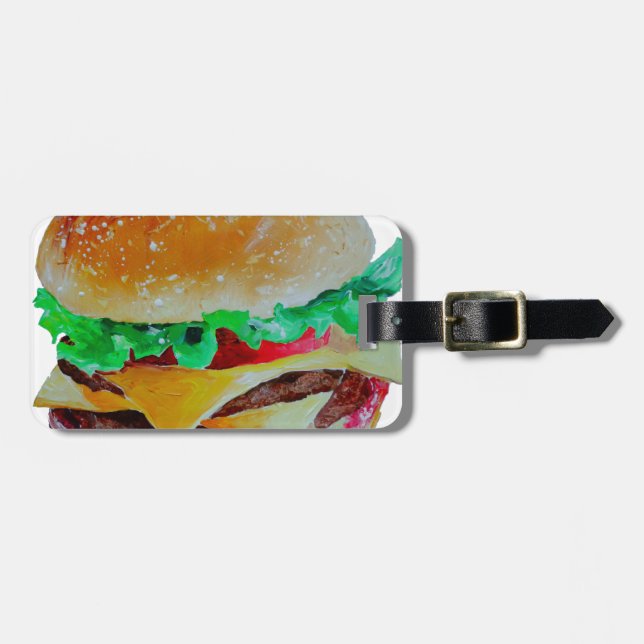 hamburger design, original painting luggage tag (Front Horizontal)