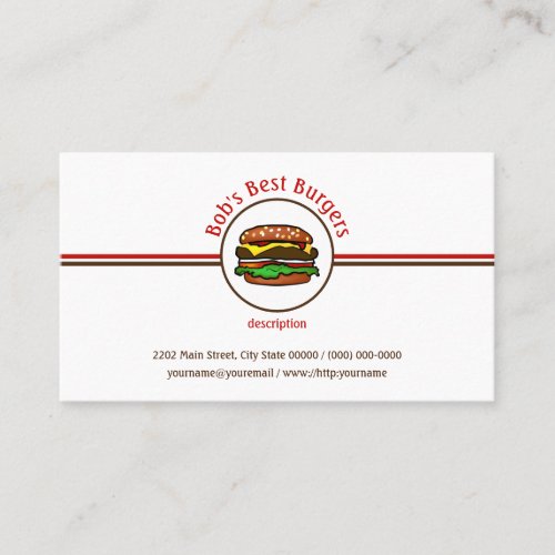 Hamburger Diner Fast Food Restaurant Business Logo Business Card