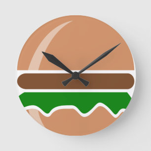 Hamburger fast food a sandwich round clock