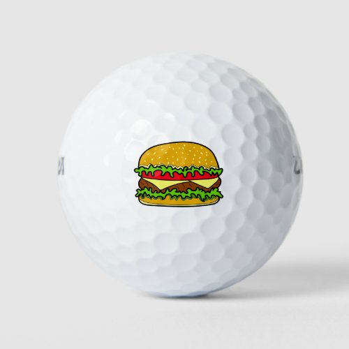 Hamburger fast food art golf balls