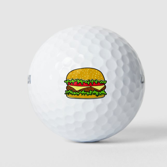 Hamburger fast food art golf balls (Front)